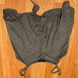 Suede tie up tank top